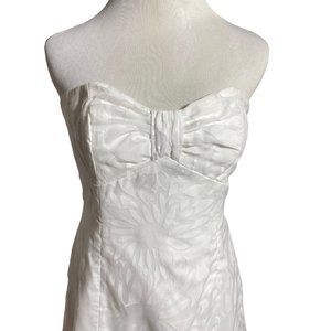 Lilly Pulitzer Lu White Sweetheart Strapless Ruffle FloralDress Size 6